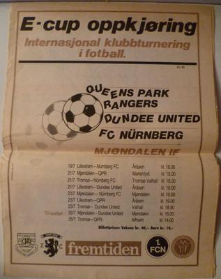 Programm Norwegen 1987 1. FC Nürnberg Queens Park Rangers Dundee United