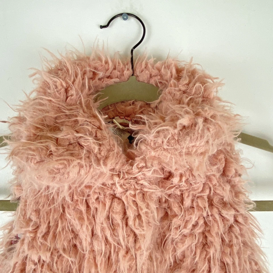 Chaleco Toughskins Niñas 4T Boho Rosa Imitación Piel Cuello Simulado Forro Cachemira A Presión Foto 3 de 4