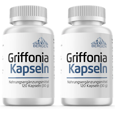 2 Dosen 5-HTP 100mg hochdosiert 240 Vegan Kapseln - aus Griffonia Extrakt