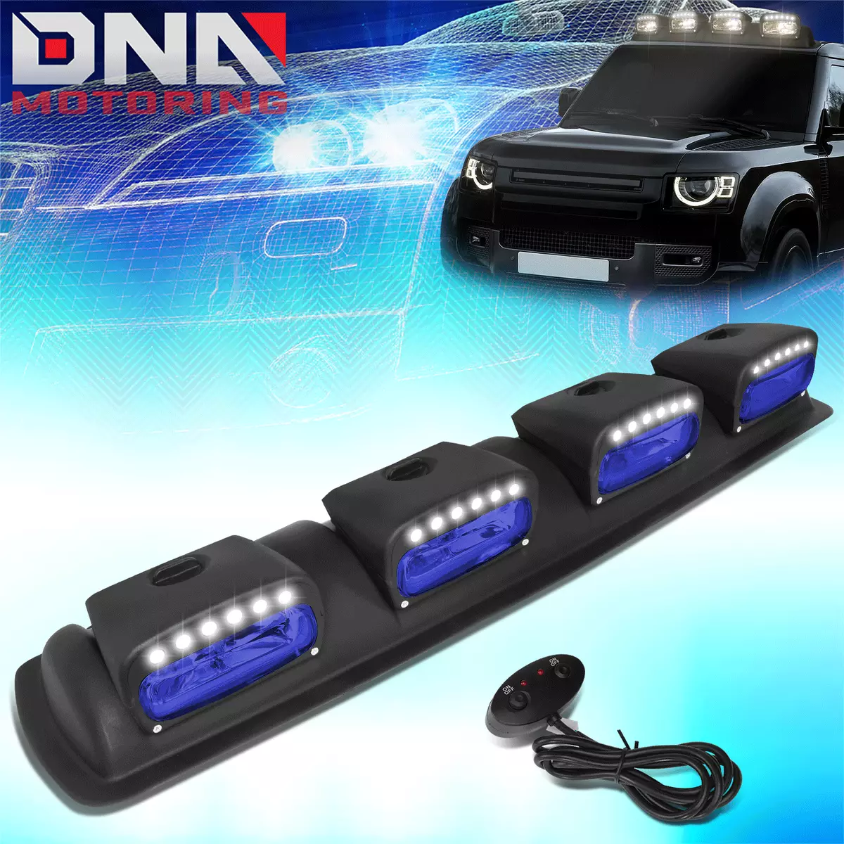 Universal 4x4 Off Road Blue Lens Roof Top Mounted Fog Light Lamp w 24 Pcs LED