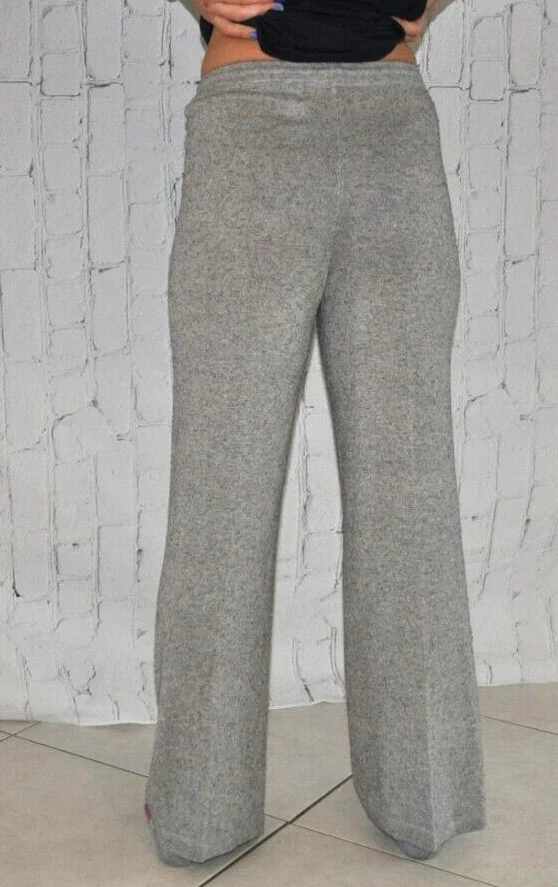 Pantalones con cordón de cachemir de seda LT SPORT PS pierna recta punto fino gris Foto 3 de 4