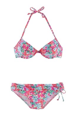 S.Oliver Damen Bikini - Bügel-Bandeau Top Mit Tropischem Print