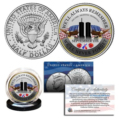 アメリカ合衆国 9/11記念銀貨 WORLD TRADE CENTER - Always Remember, Never Forget JFK Half Dollar