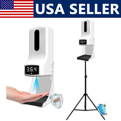 2 in 1 Touchless Automatic Hand Soap Dispenser Instant Temperature Read w/Stand