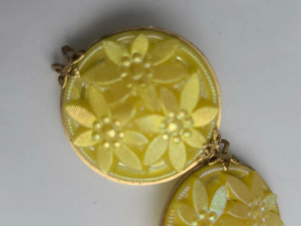 Irridescent黄色模制玻璃发夹女式复古 — 第 2/4 张图片