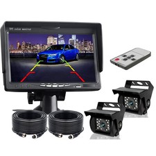 7" Monitor 2x Rear View Backup Camera 4PIN System For RV Truck Heavy Equipment