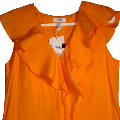 cos orange maxi dress COS Women's Gathered Pleated V-Neck Maxi Dress in Orange
