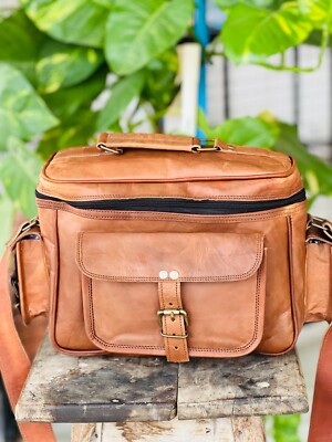 Camera Leather DSLR SLR Bag Padded Satchel Photographer Bag Free 13'' Journal