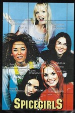 MNH 1999 Turkmenistan Spice Girls 9 znaczków arkusz pamiątkowy śpiewacy nastolatki grupa pop