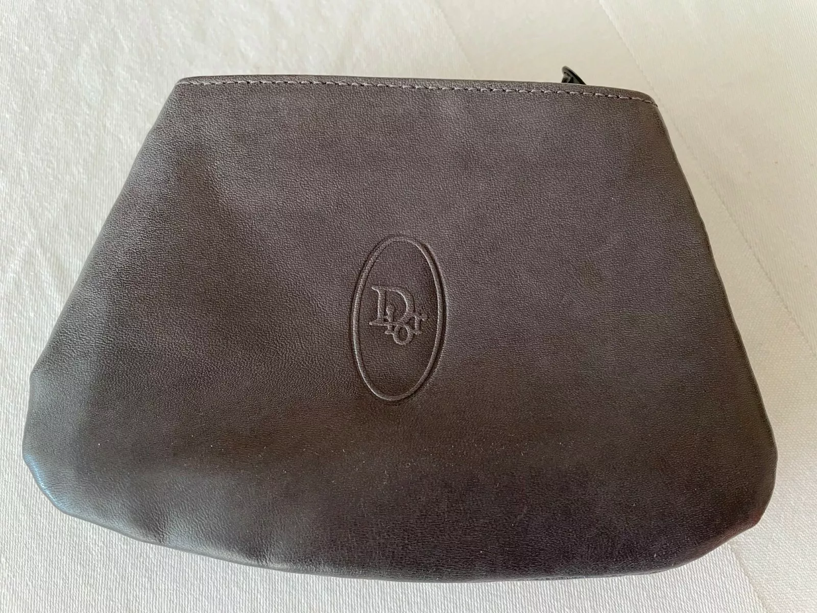 Rare sac pochette vintage Christian Dior cuir gris 3 compartiments