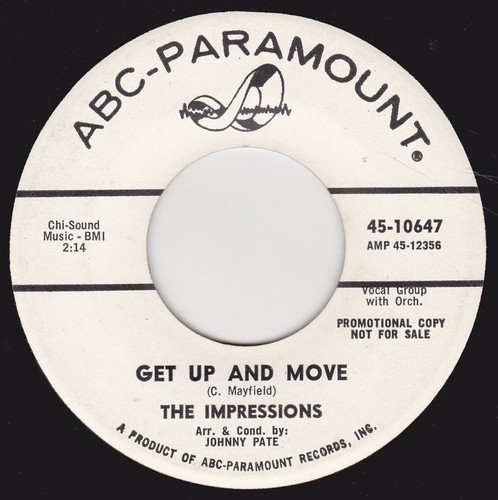 THE IMPRESSIONS "WOMAN'S GOT SOUL"/"GET UP AND MOVE " ABC PARAMOUNT PROMO (M-) - Picture 2 of 2