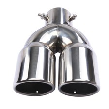 2.5 Inlet Universal Rear Car Dual Exhaust Muffler Tip Tail Pipe Steel Sliver 2.5 Inlet Universal Rear Car Dual Exhaust Muffler Tip Tail Pipe Steel Sliver