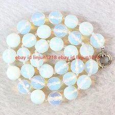 Beautiful 10mm Round Faceted Sri Lanka Moonstone Gemstone Necklace 18"