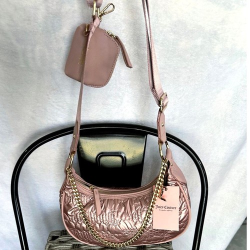 Borsa a tracolla Juicy Couture puff mezza luna portamonete rosa polvere sognatore ad occhi aperti - Foto 3 di 5