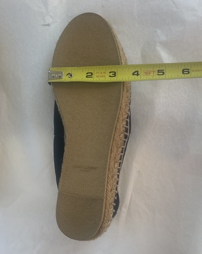 YSL Saint Laurent Blk Canvas Signature Embroidered Espadrilles Flats~39 1/2~$725 - Picture 14 of 14