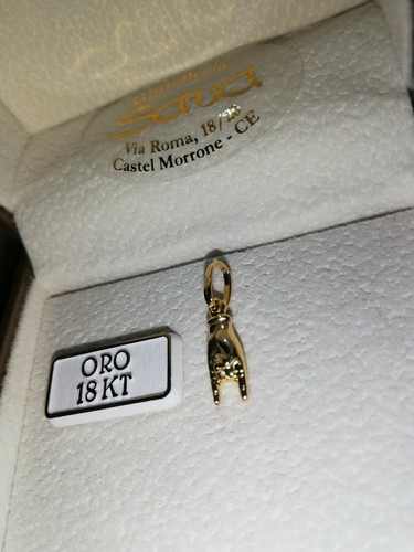 Amulett Anhänger Glücksbringer Handhorn Hand in 750 Gelbgold 18 Kt Neu - Bild 4 von 12