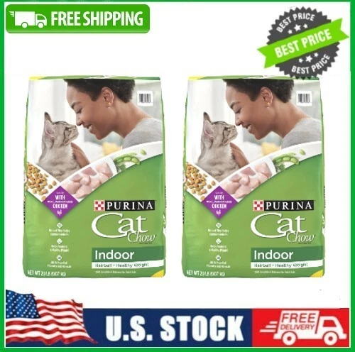 2 Bag Purina Cat Chow Indoor Dry Cat Food, Hairball + Healthy Weight, 20 lbs