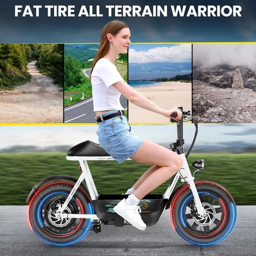 Peak 1200W Electric Scooter w/ Seat,16" Fat Tire Electric Motorcycle Commuting - Picture 88 of 133
