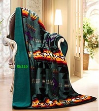 Navajo Print Teal Green Throw Blanket Sherpa Southwest Native American Indian