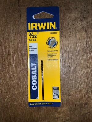 Irwin 3016006 3/32'' x 2-1/4'' Cobalt HSS Drill Bit Carded