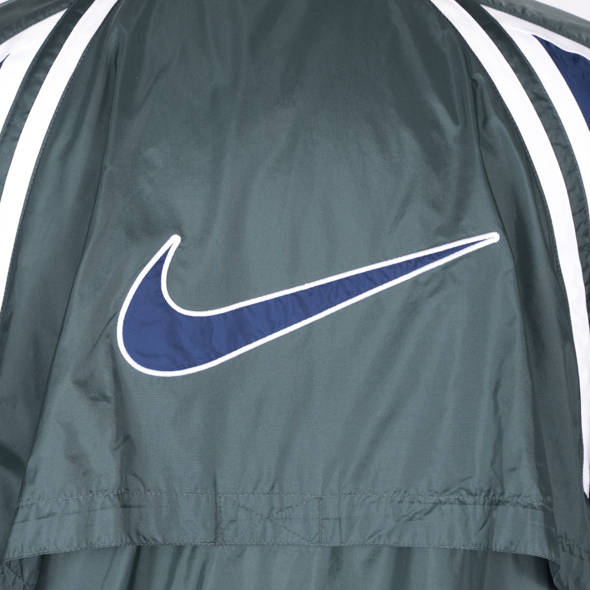 VTG Nike Olive Green/Navy Swoosh Vented Mesh Lined Windbreaker Zip