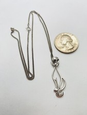 18 4.1g 925 STERLING SILVER KITTY ABSTRACT CAT DIAMOND DESIGNER NECKLACE FINE