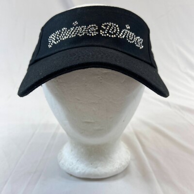 Wine Diva Womens Visor Buckleback Hat Black Bling Gemstone Logo Chris's Stuff