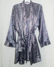 VICTORIA S SECRET Lavender Floral Nightgown Slip Robe Set Pink Label sz. M
