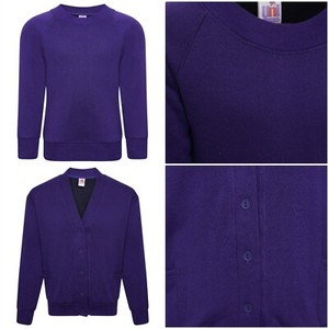 purple school cardigan