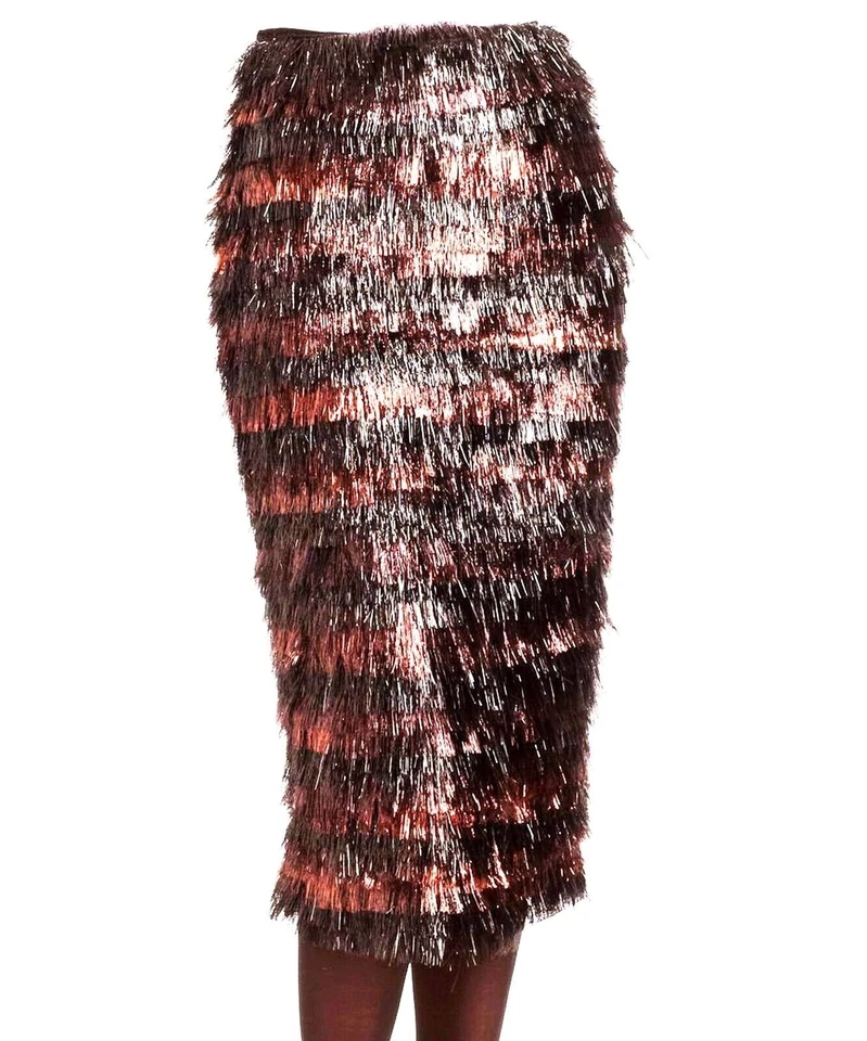 Falda Burberry Prorsum flecos metálicos pieza de pasarela W31 US12 IT46 $2395 RRP Foto 2 de 4