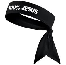 100% Jesus Sports Head Tie Headband Soccer Fútbol Football Neymar Black White