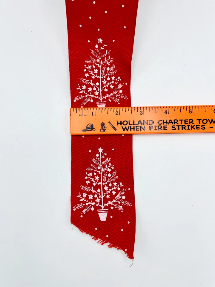 Cinta navideña blanca árboles de Navidad a cuadros rojos rojos rojos con bordes verdes lote de 3 Foto 3 de 4