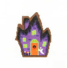 Laura Love Designs Haunted House Cookie Ornament Handpainted Needlepoint Canvas