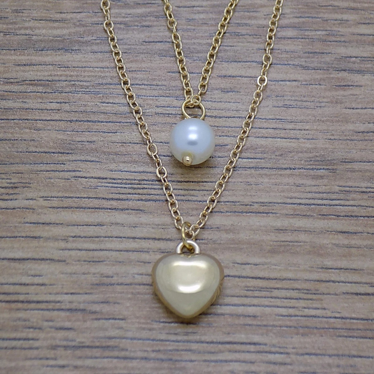 Lana Del Rey Lovely Heart White Pearl Necklace Double Chain with