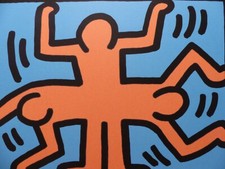 Keith Haring Lithographie  in 70x50 cm XXL  im Holzrahmen limitiert u signiert