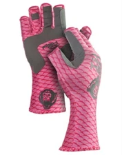 Fish Monkey Half Finger Sun Gloves Pink Scale Color UPF 50+ Size Large - NEW!