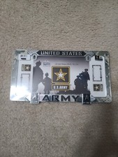 U.S. Army Veteran License Plate Chrome Metal Tag Frame " Made in the USA "