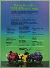 Thomas Industries 107 Series Air Compressor Vacuum Pump Vintage Print Ad 1984