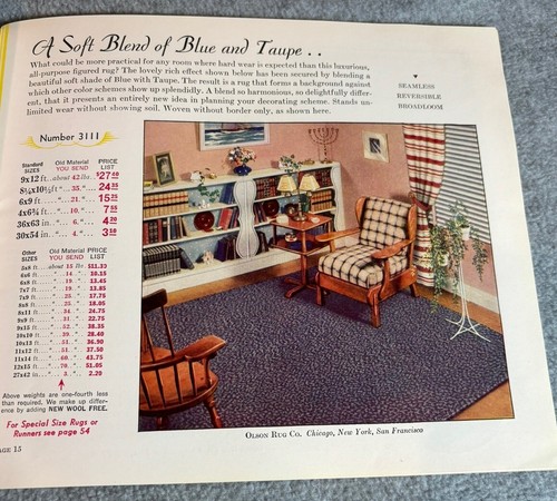 VINTAGE Catalog No. 128: 1938 Finer Olson Rugs, Coupons And Inserts Included - Picture 10 of 10