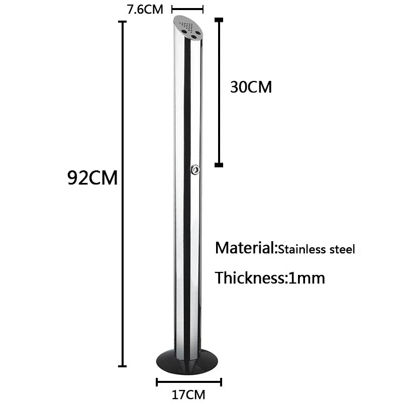 92cm Standascher Aschenbecher Außenbereich mit Bodenplatte abschließbar DE - Bild 3 von 4