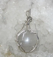 Rutilated Quartz Crystal 925 Sterling Silver Wire Wrap Pendant by Divine*Energy