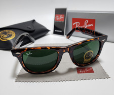 Ray-Ban Wayfarer RB2140 Sunglasses Tortoise Brown Frame Glass Green Lens 50mm