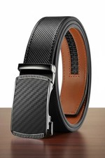 Leather Mens Ratchet Belt Belts For Men Adjustable Automatic-Buckle