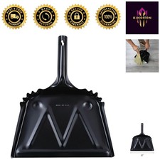 Black Metal Dustpan 12" - Heavy-Duty Design with Easy Storage Hanging Hole