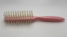 Vintage Nylon Bristle Hairbrush Pink Handle