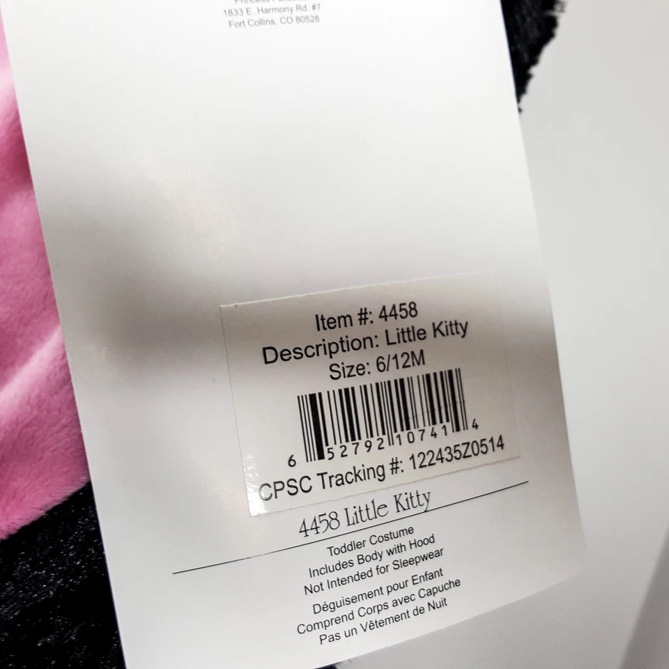 Disfraz de Halloween Gatito Gatito Peluche Suave Negro y Rosa con Capucha 6-12mth NUEVO Foto 3 de 4