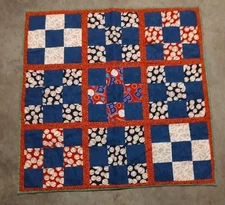 Handmade Baseball Football Crib Throw Lap Quilt Blanket Approx. 34”x34” Sports