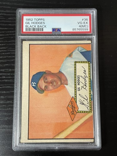 1952 Topps Baseball #36 Gil Hodges Black Back PSA 4 (MC) VG-EX