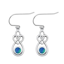 Sterling Silver Cute Blue Synthetic Opal Celtic Hook Fashion Earrings .925 New