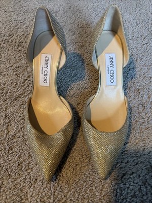 Glitter Jimmy Choo Esther pointy toe D'Orsay pumps Champagne Size 37.5 size 7